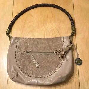 The Sak blush pink leather shoulder bag with braided leather strap